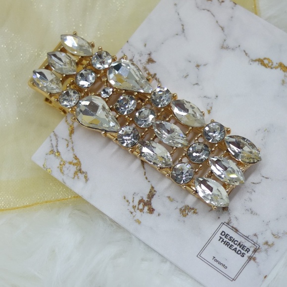Bijoux Clear Crystal Gold Hair Clip - Medium - Picture 9 of 9